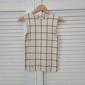 Banana Republic Cream Windowpane Check Sleeveless Camisole